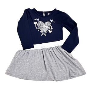 NFL Team Apparel “Cowboys” casual long sleeve Navy & gray dress size 4t (girls)